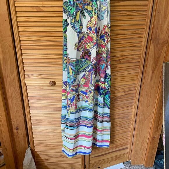 Amanda Uprichard Silk Floral Maxi Dress Butterfly Colorful Wedding Guest - Picture 8 of 8
